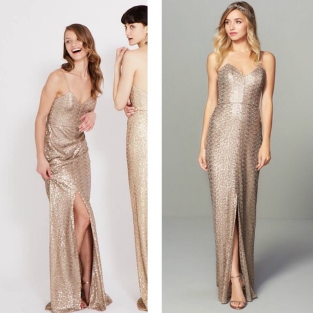 Amsale Samantha bridesmaid dress sequin latte⚜️